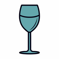Elegant blue wine glass illustration with a simple and clean design aesthetic