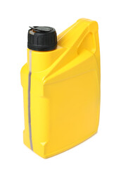 Motor oil in plastic canister isolated on white