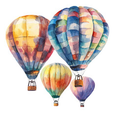 Fototapeta premium watercolor vector of Hot Air Balloon Fields, isolated on a white background.