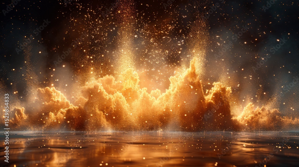 Aufkleber a stunning display of golden light bursting through dark textures, creating an abstract representati
