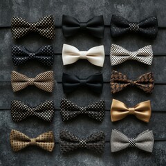 Stylish Bow Tie Collection Gold and Black Patterns, Men's Fashion Accessory Bow ties, mens fashion