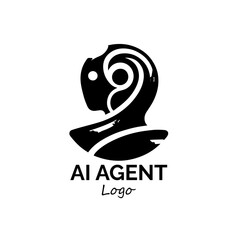 AI Agent Logo: A minimalist logo of AI agent is suitable for digital marketing and Artificial Intelligence.