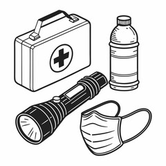 Emergency kit essentials flashlight water mask first aid