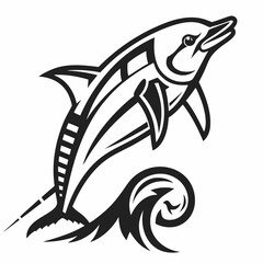 Leaping dolphin ocean wave tribal design tattoo art