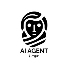 AI Agent Logo Icon: A sleek, modern logo icon showcasing the AI agent's facial profile. The design features clean lines, a minimalist aesthetic, and a hint of intelligence. Ideal for tech, innovation.