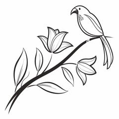 Elegant bird perched on blooming branch floral design