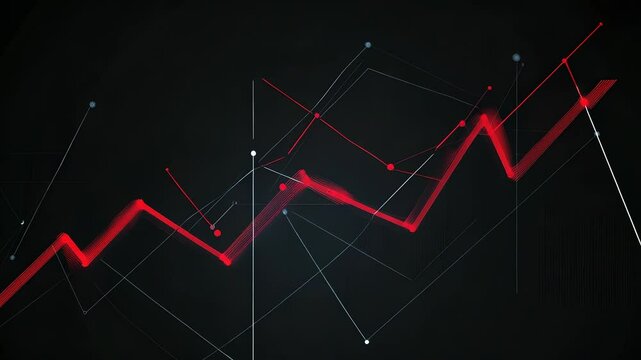 Abstract Financial Graph Animation on Dark Background Illustrating Market Trends