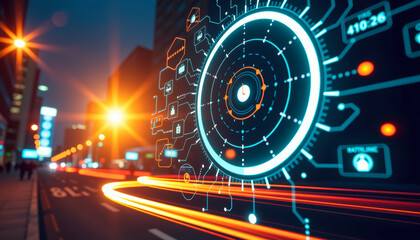 Obraz premium Urban Technology Landscape with Circles