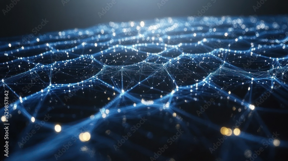 Poster abstract network of glowing points and lines