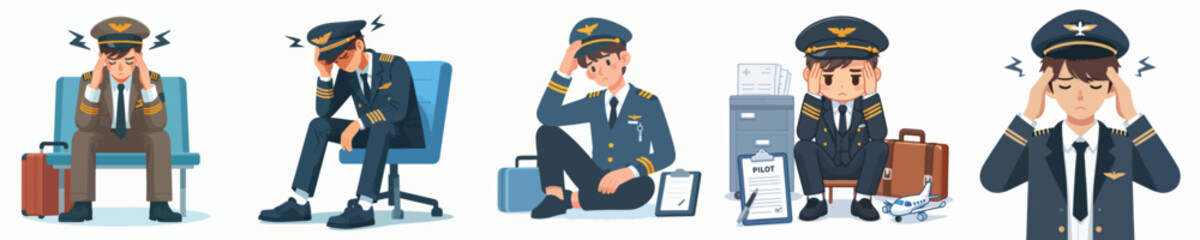 vector set of dizzy pilots