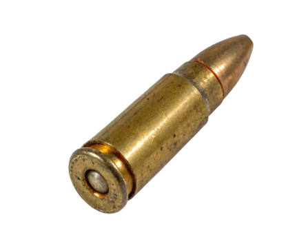 Isolated bullet ammunition brass cartridge firearm weapon defense danger shooting range close up ammunition type