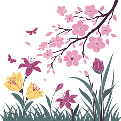 Spring blossoms butterflies lilies tulips floral design