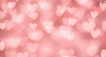 Romantic blush pink hearts bokeh background perfect for Valentines Day cards and designs