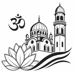 Om symbol mosque lotus flower spiritual harmony