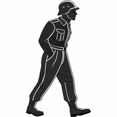 Professional cutout of a walking soldier on white background