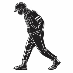 Professional cutout illustration soldier walking transparent background