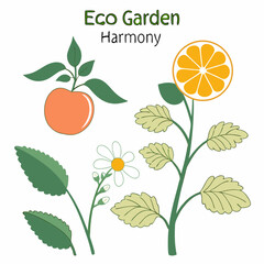 Eco garden harmony orange blossom plants leaves