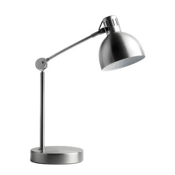 Sleek metal desk lamp with adjustable arm, modern and functional office lighting - Isolated on a white background.