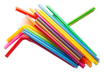 Plastic straws  isolated on white background