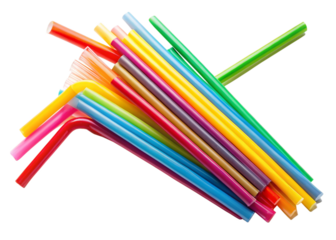 Plastic straws  isolated on white background
