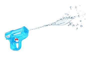 Water gun with jet on white background