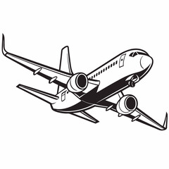 Professional airplane cutout, isolated vector graphic, transparent background