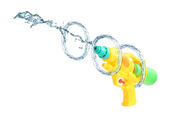 Water gun with jet on white background