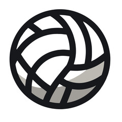 Stylized black and white volleyball icon vector on transparent background for minimalist sports logos and digital branding