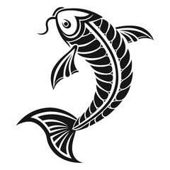 Elegant black koi fish design element transparent background