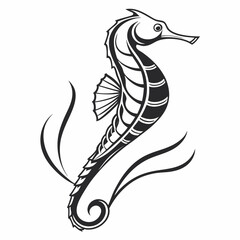Elegant stylized seahorse design element transparent background