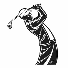 Professional golfer silhouette, isolated cutout, transparent background