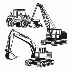 Heavy equipment collection excavator loader crane