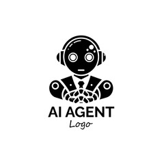 AI Agent Logo: sleek, vector logo featuring a stylized robot bust, symbolizing the cutting-edge capabilities of an intelligent AI agent.