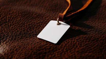 Blank name tag on a leather strap, ideal for identification purposes
