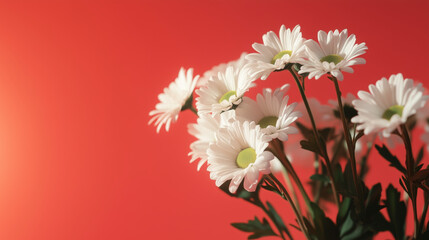 pastel pink background with white gentle daisy flowers