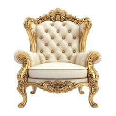 Luxury ornate gold armchair, royal throne chair.