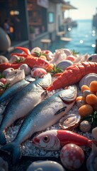 Fresh Seafood Display by the Sea