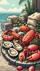 Fresh Seafood on a Tropical Beach