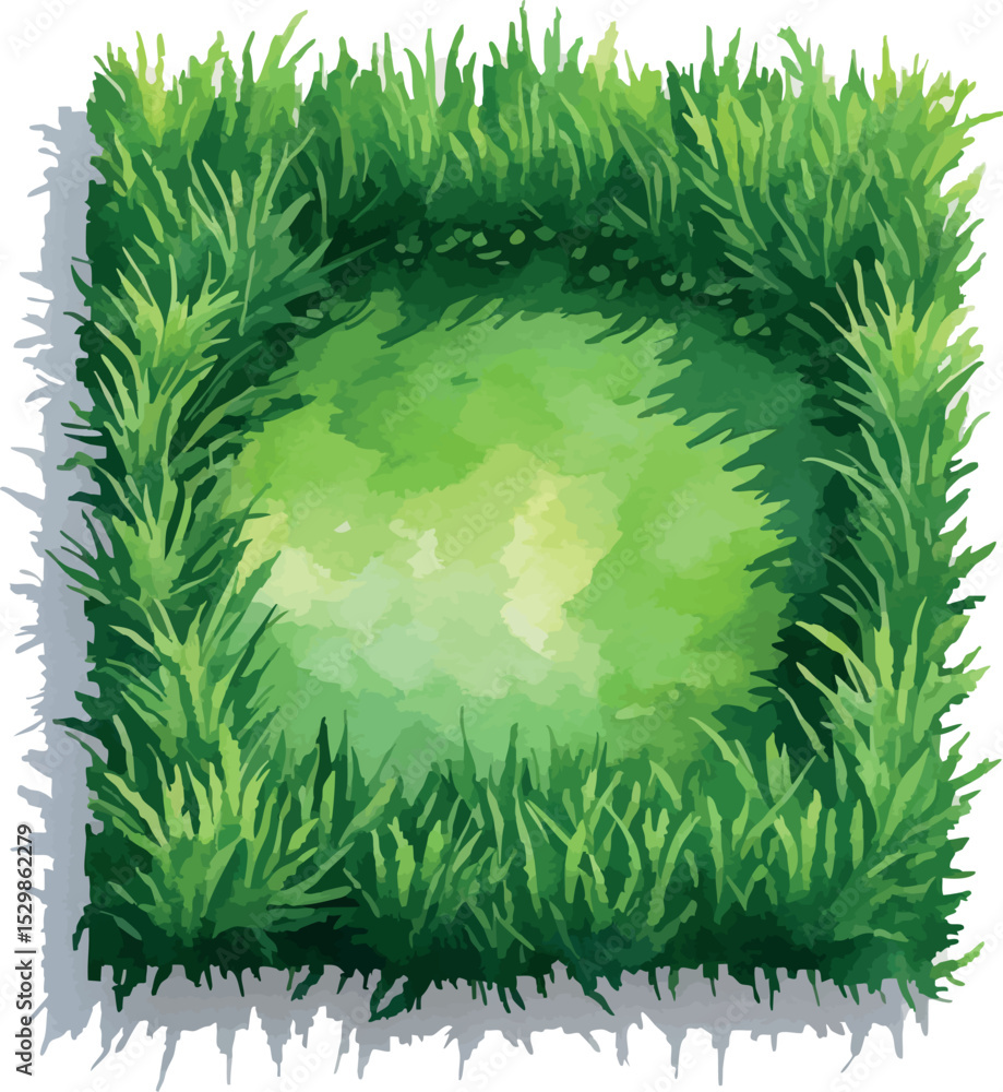 Poster pixel grass vector. watercolor lawn element in retro blocky style.