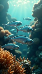 Underwater Scene with Fish and Coral