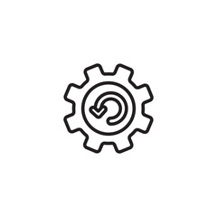 A sleek icon features a refresh or undo arrow within a gear, symbolizing system settings, process optimization, or a restore function.