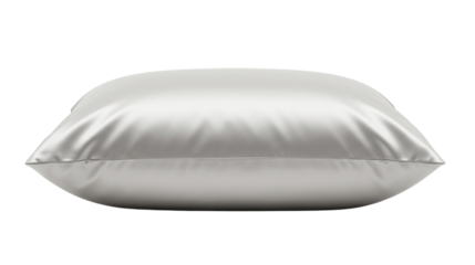 Satin pillowcase in soft grey color isolated on white background  