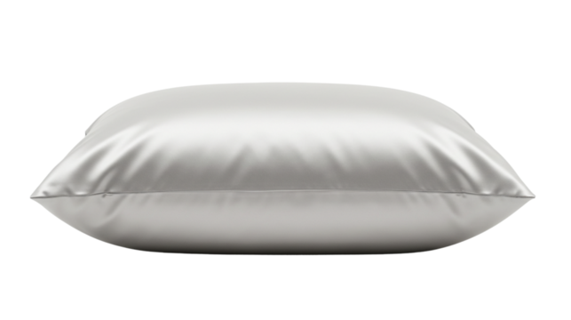 Satin pillowcase in soft grey color isolated on white background  