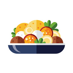 Colorful plate of assorted food and garnishes for Octoberfest  