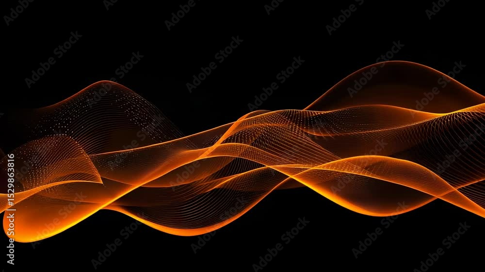 Poster abstract golden wave animation against a black background with elegant smooth curves