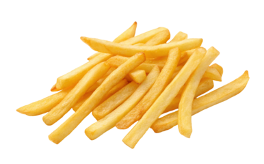 Golden crispy french fries isolated on black background delicious fast food snack potato fried appetizer