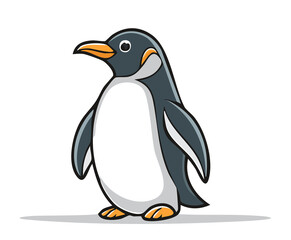 Fototapeta premium Simple Outline Cartoon of Penguin Isolated on White Background