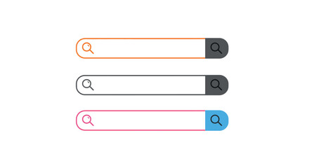Colorful search bars with magnifying glass icons for web design vector illustration