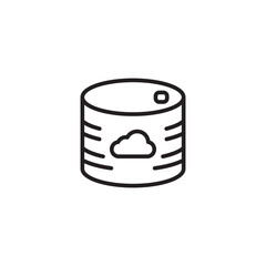 A line icon shows a tin can with a cloud symbol, representing cloud storage for canned goods, cloud-based inventory, or data backup of physical items.