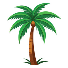 A Palm tree vector silhouette isolated on a white background, Tropical palm tree black clipart. Tropical palm tree